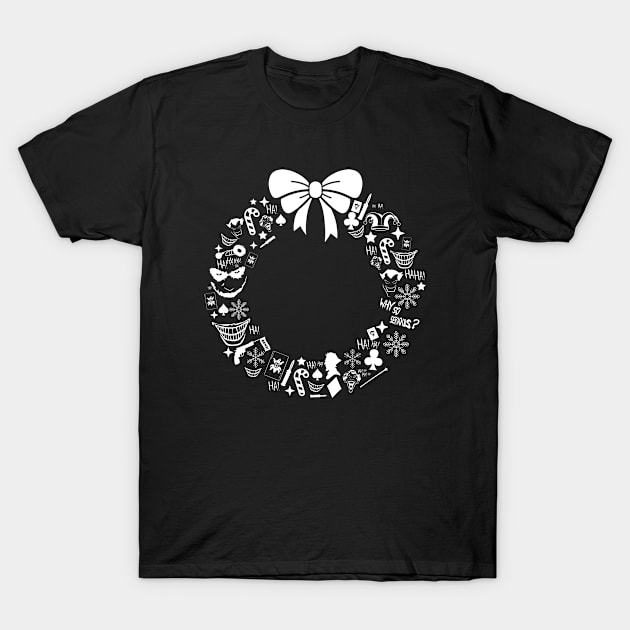 Joker Christmas Wreath Pattern T-Shirt by Rebus28